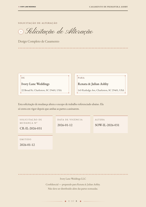 A finished change request rendered in a diversos look