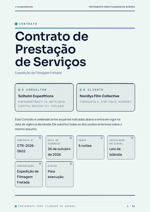 A finished contract rendered in a gradiente look