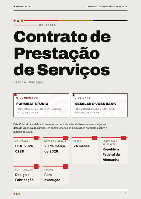 A finished contract rendered in a retrô look