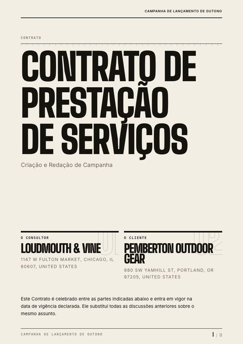 A finished contract rendered in a tipográfico look