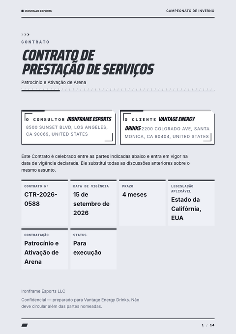 A finished contract rendered in a games & pop look