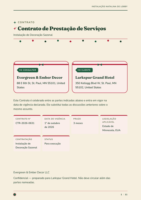A finished contract rendered in a diversos look