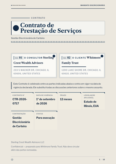 A finished contract rendered in a diversos look