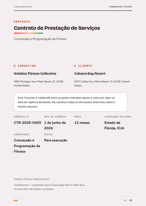A finished contract rendered in a gradiente look