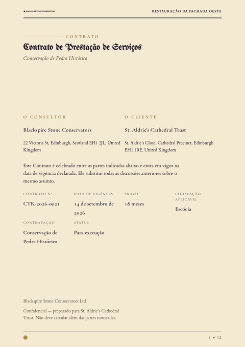 A finished contract rendered in a escuro look