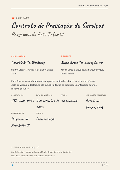 A finished contract rendered in a ilustrado look
