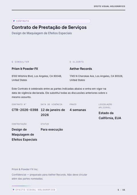 A finished contract rendered in a futurista look