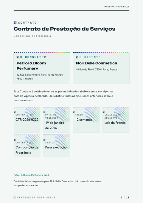 A finished contract rendered in a gradiente look