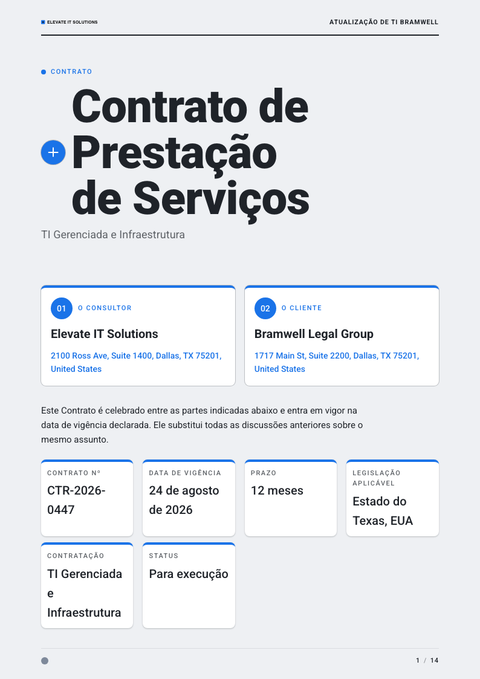 A finished contract rendered in a flat & minimalista look