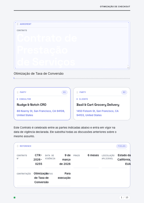 A finished contract rendered in a movimento look