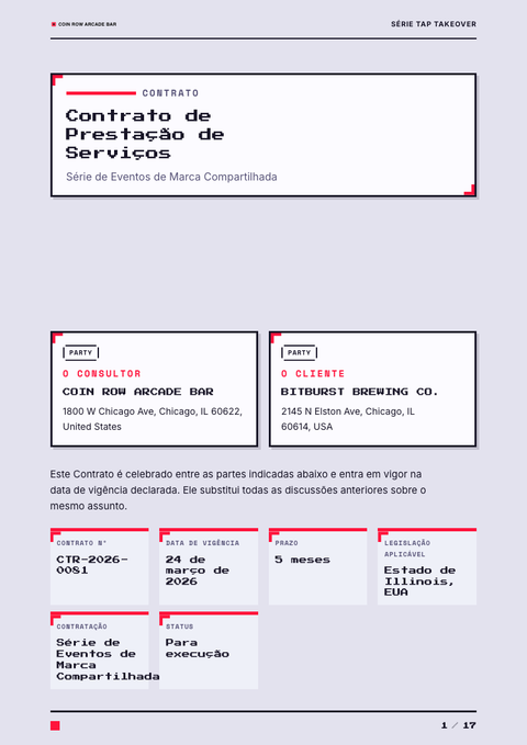 A finished contract rendered in a games & pop look