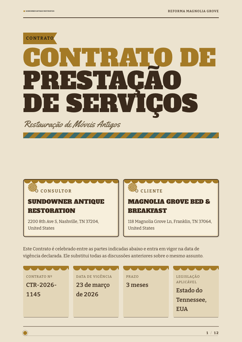 A finished contract rendered in a retrô look