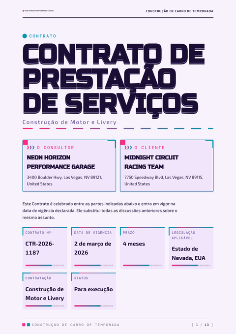 A finished contract rendered in a retrô look
