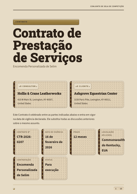 A finished contract rendered in a morfismo look