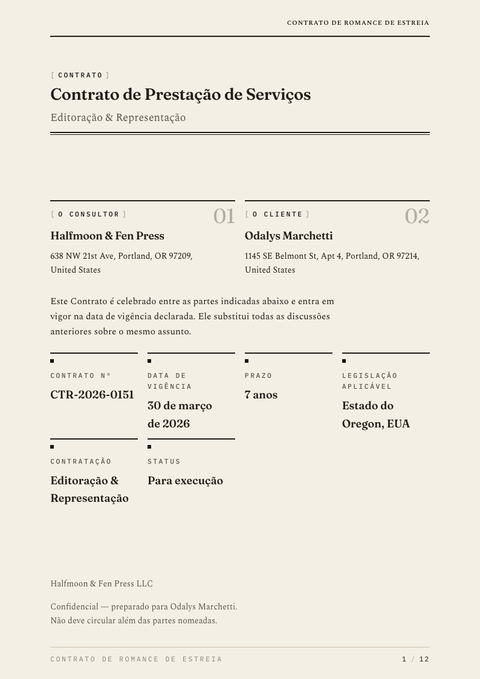 A finished contract rendered in a tipográfico look