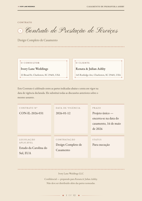 A finished contract rendered in a diversos look