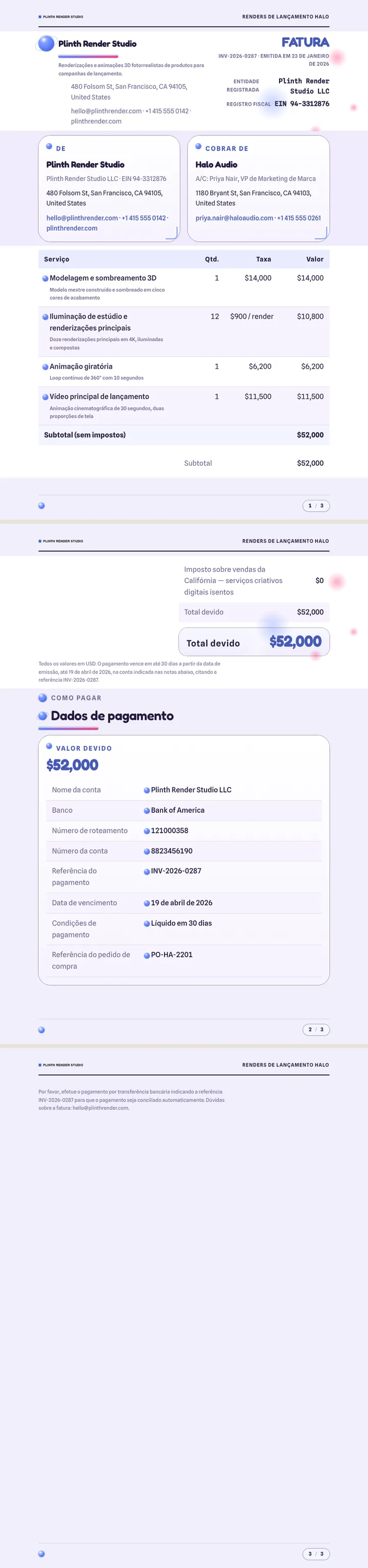 Renderização 3D — exemplo completo criado pelo Waxe