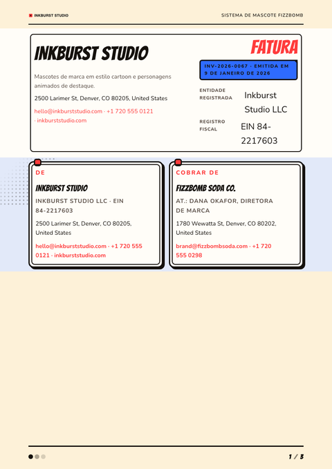 A finished invoice rendered in a ilustrado look