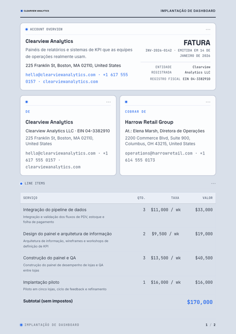 A finished invoice rendered in a técnico look