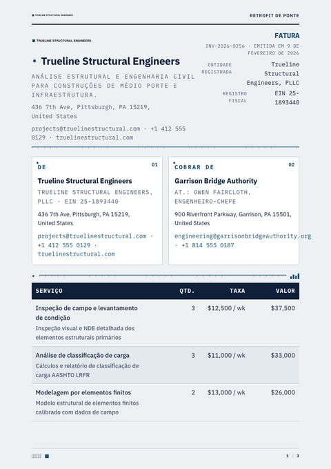 A finished invoice rendered in a técnico look