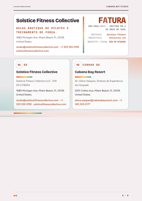 A finished invoice rendered in a gradiente look