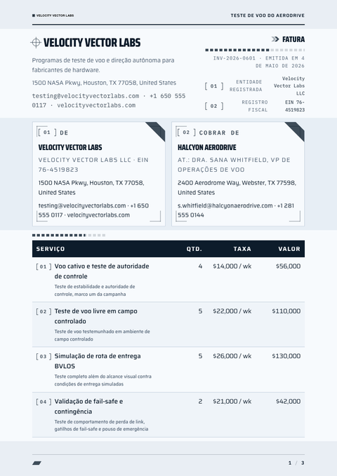 A finished invoice rendered in a futurista look