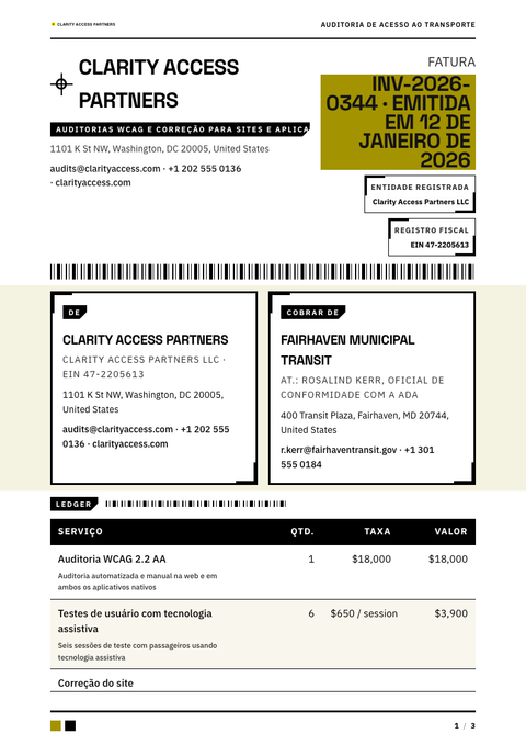 A finished invoice rendered in a cor look