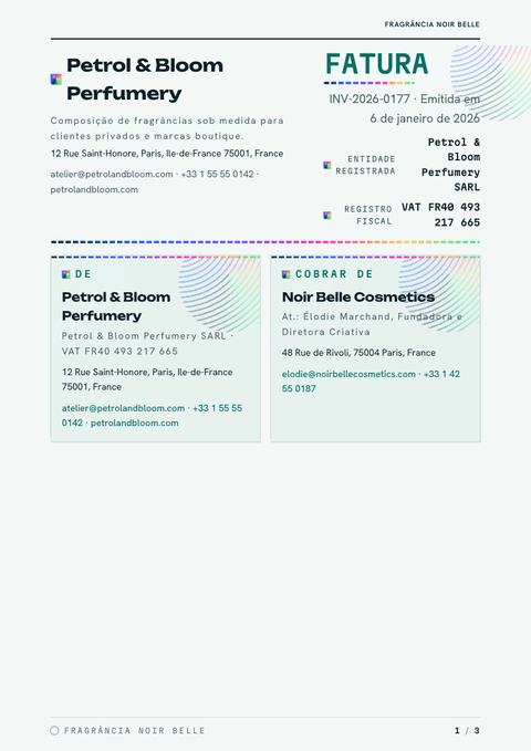 A finished invoice rendered in a gradiente look