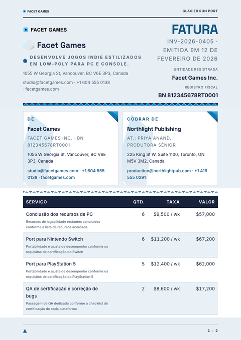 A finished invoice rendered in a 3d look