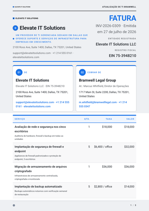 A finished invoice rendered in a flat & minimalista look