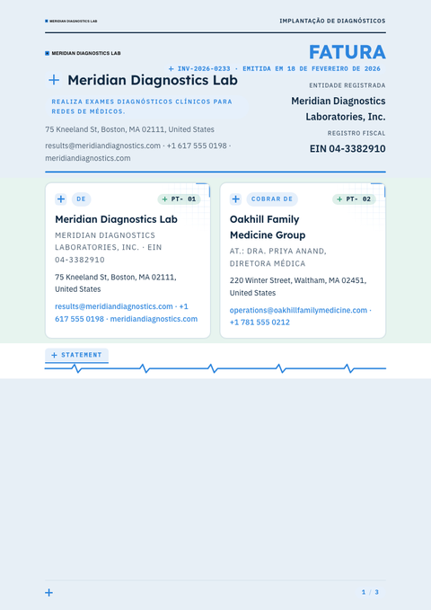 A finished invoice rendered in a diversos look