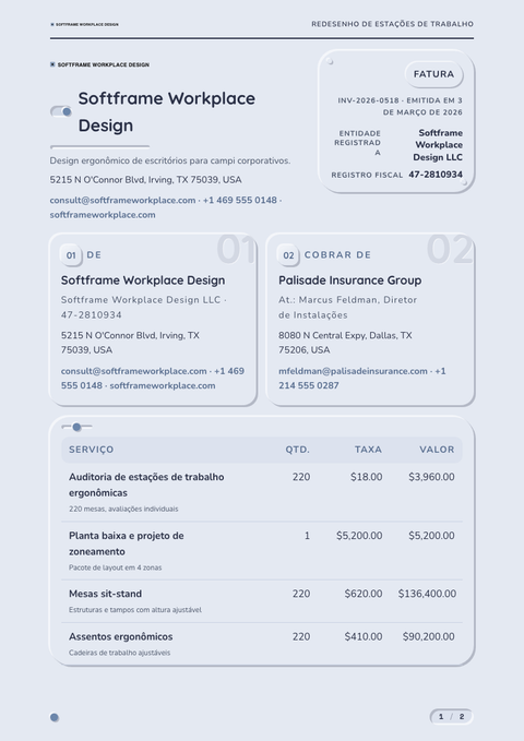 A finished invoice rendered in a morfismo look