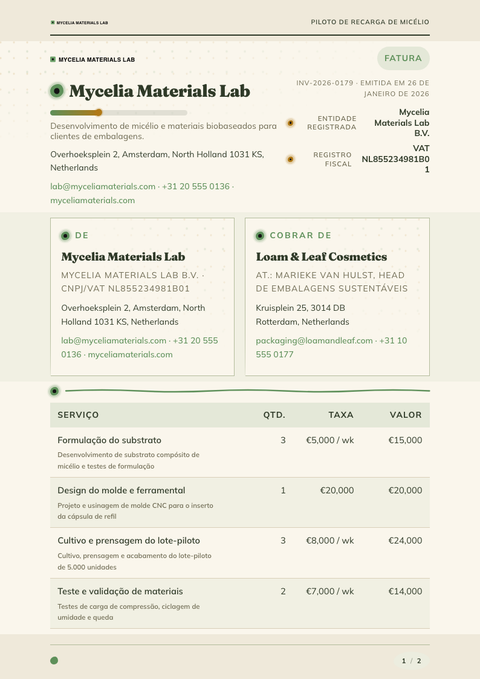 A finished invoice rendered in a natureza look