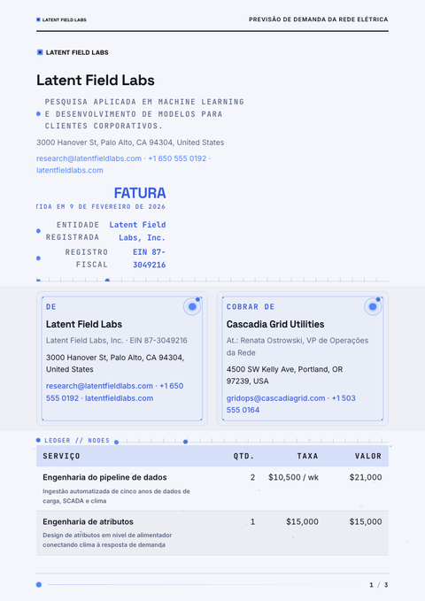 A finished invoice rendered in a movimento look