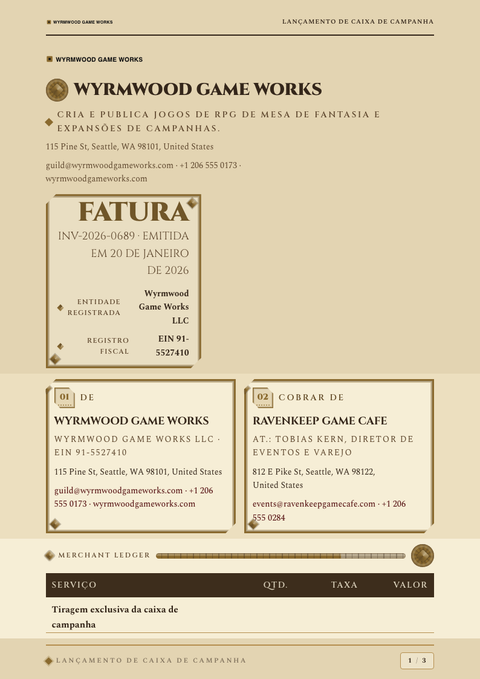 A finished invoice rendered in a games & pop look