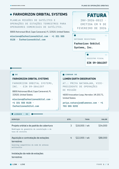 A finished invoice rendered in a futurista look