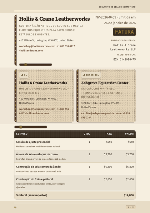 A finished invoice rendered in a morfismo look