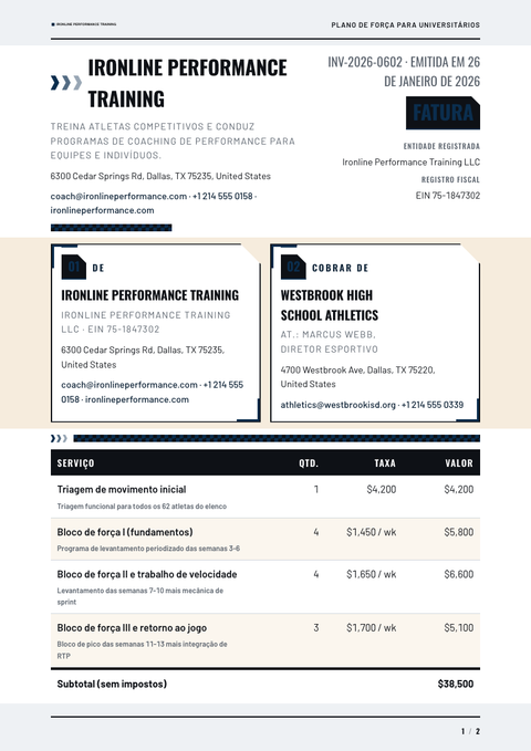 A finished invoice rendered in a diversos look