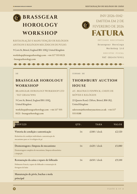 A finished invoice rendered in a escuro look