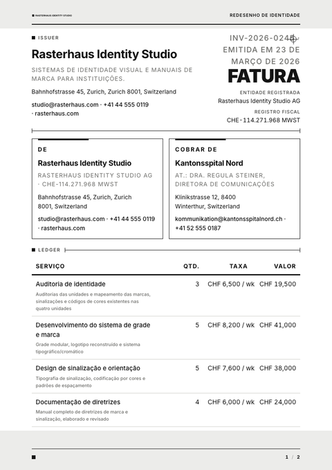 A finished invoice rendered in a flat & minimalista look
