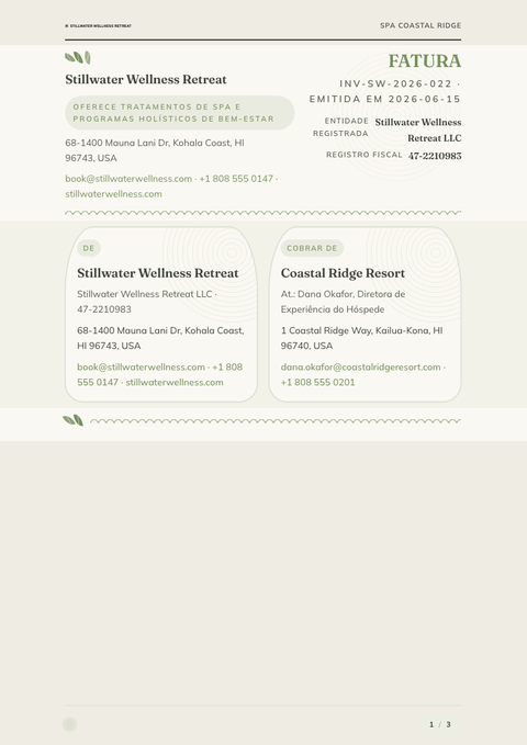 A finished invoice rendered in a estilo de vida look