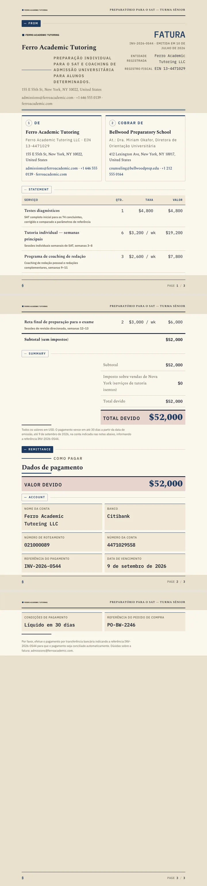 Educacional / Acadêmico — exemplo completo criado pelo Waxe
