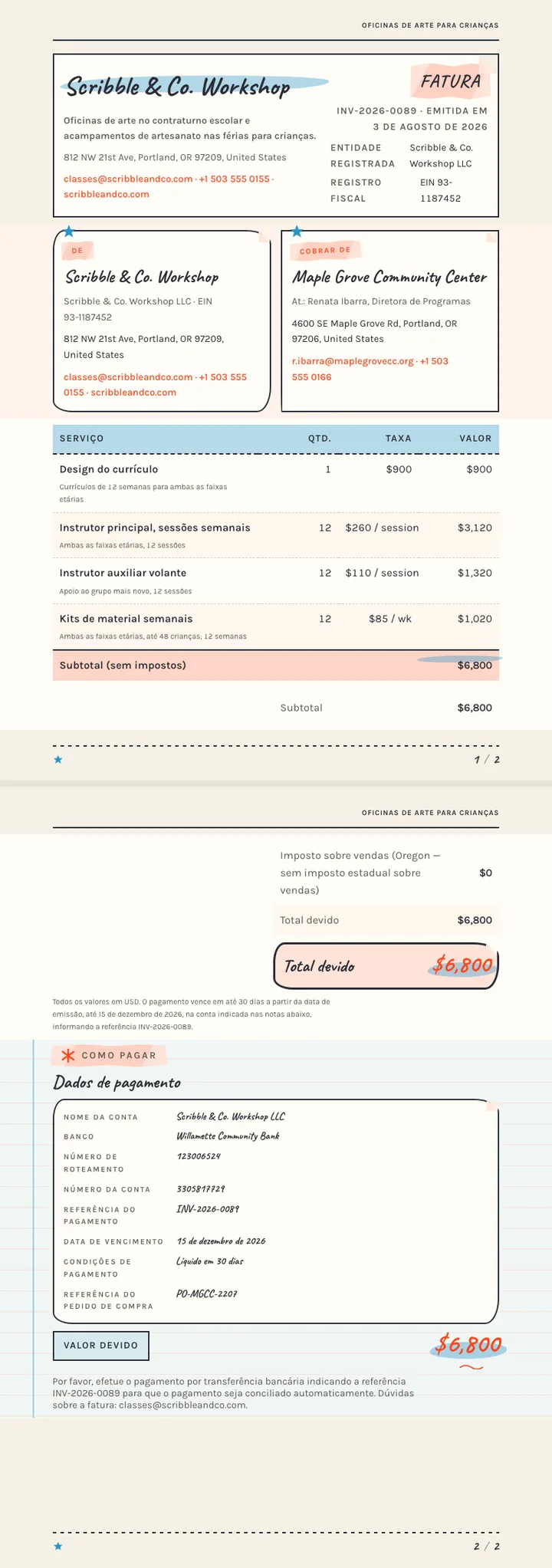 Desenho à Mão / Rabisco — exemplo completo criado pelo Waxe