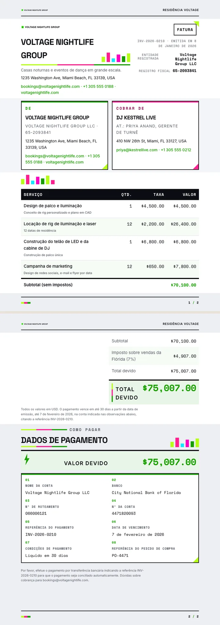 Neon / Elétrico — exemplo completo criado pelo Waxe