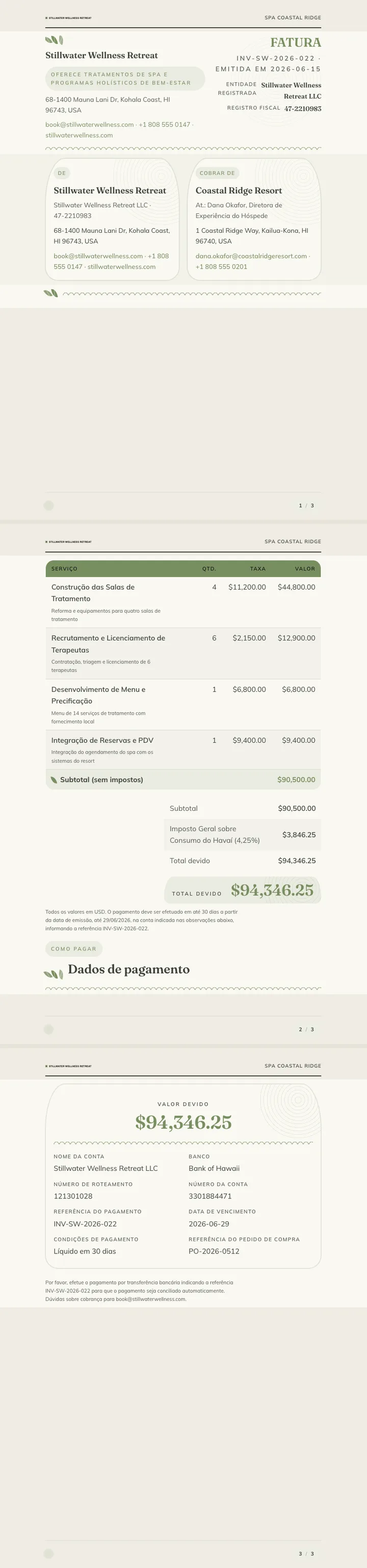 Bem-estar / Spa — exemplo completo criado pelo Waxe