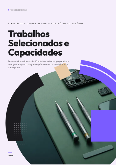 A finished portfolio rendered in a flat & minimalista look