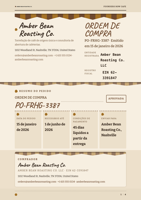 A finished purchase order rendered in a estilo de vida look