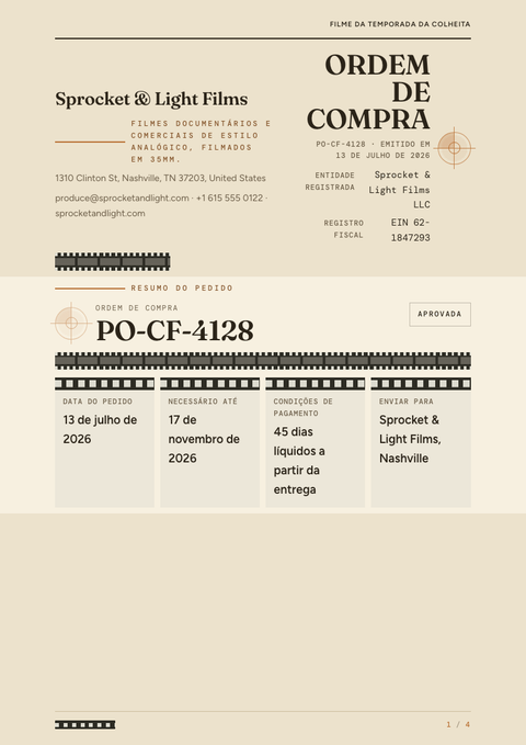 A finished purchase order rendered in a foto look
