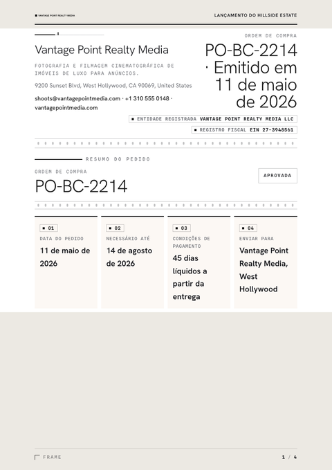 A finished purchase order rendered in a foto look
