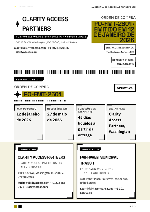 A finished purchase order rendered in a cor look
